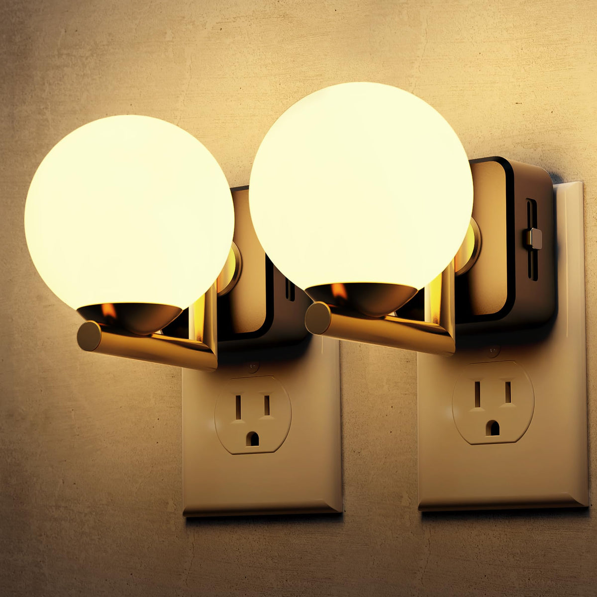L LOHAS LED Candle Night Light - Gold 3000K Ball / 2 Pack