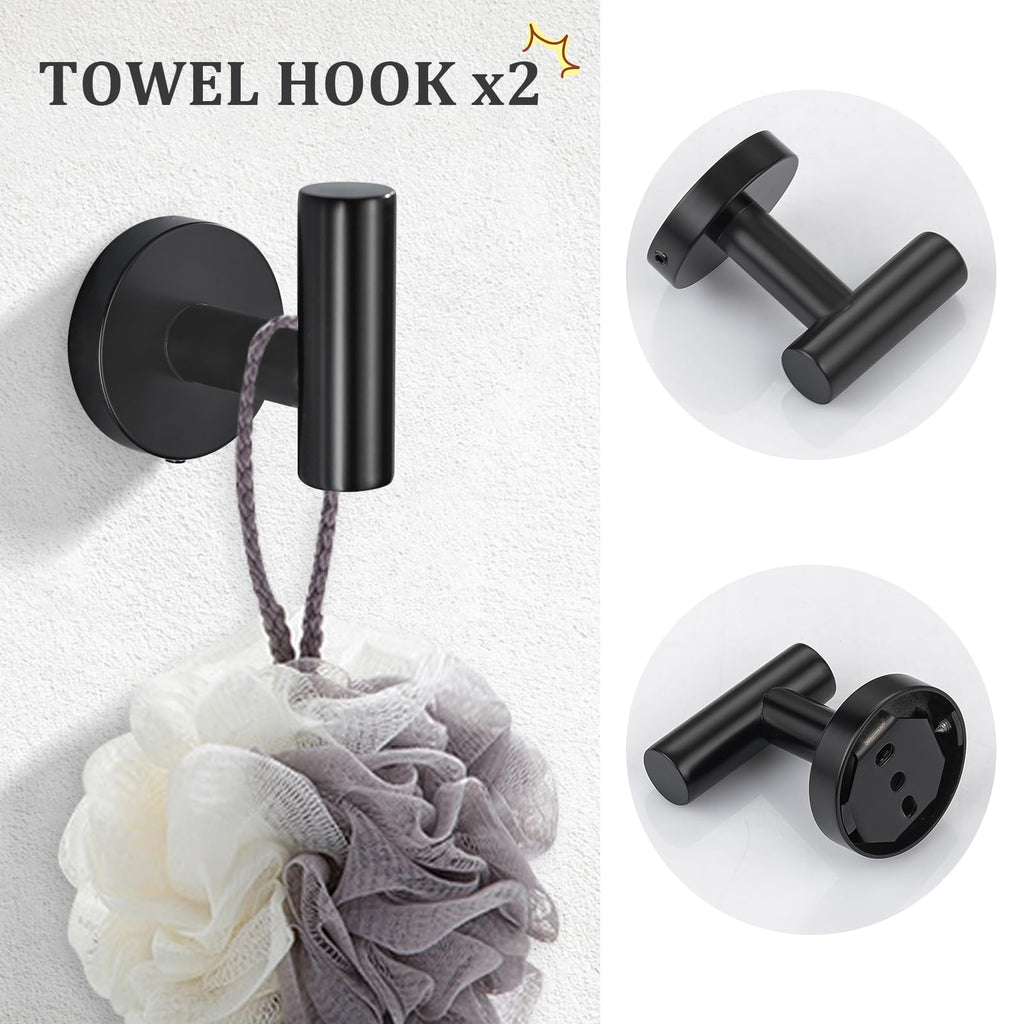 TURS Matte Black 8 Pieces Bathroom Hardware Set, SUS304 Stainless Steel 24 Inch and 20 (additional view 4)