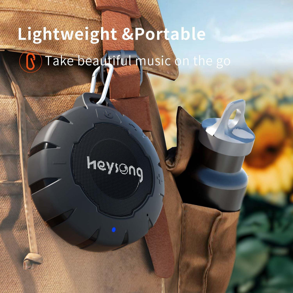HEYSONG Waterproof Shower Bluetooth Speaker - Black Lightless view 4