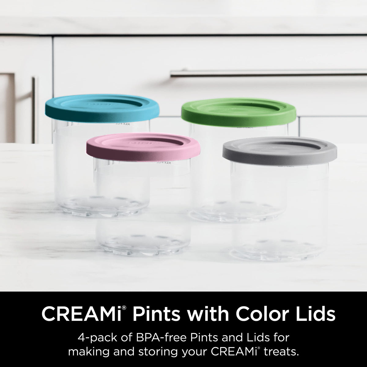 Ninja XSKPLD4BCD CREAMi Original Pints, 4 Count, Compatible with NC299AMZ and NC300s Series, BPA-Free, Dishwasher Safe (Pack of 4)