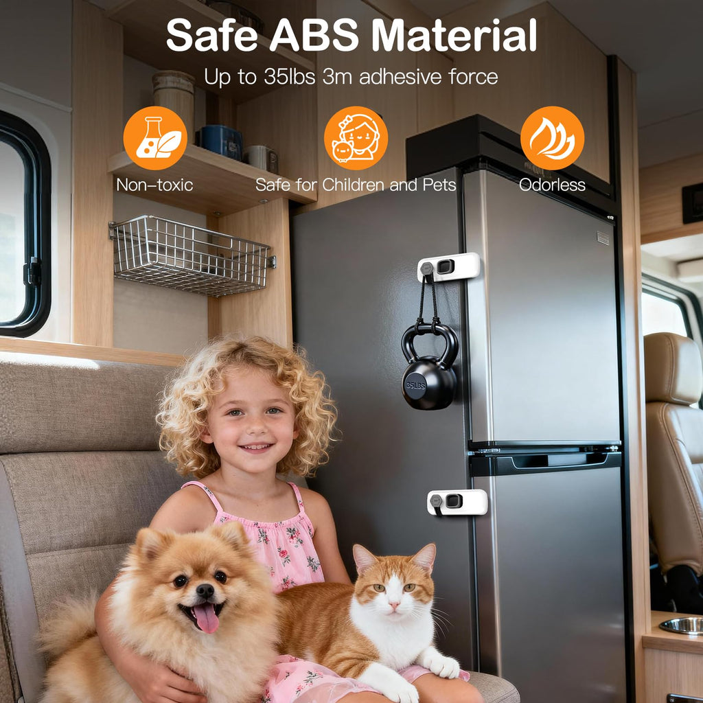 Fridge Locks for Kids with Strong Adhesive - White / 2 Pack view 6