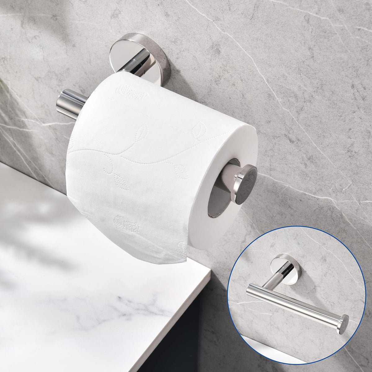 TASTOS Toilet Paper Holder SUS304 Stainless Steel Round - Polished Chrome / 2 view 4
