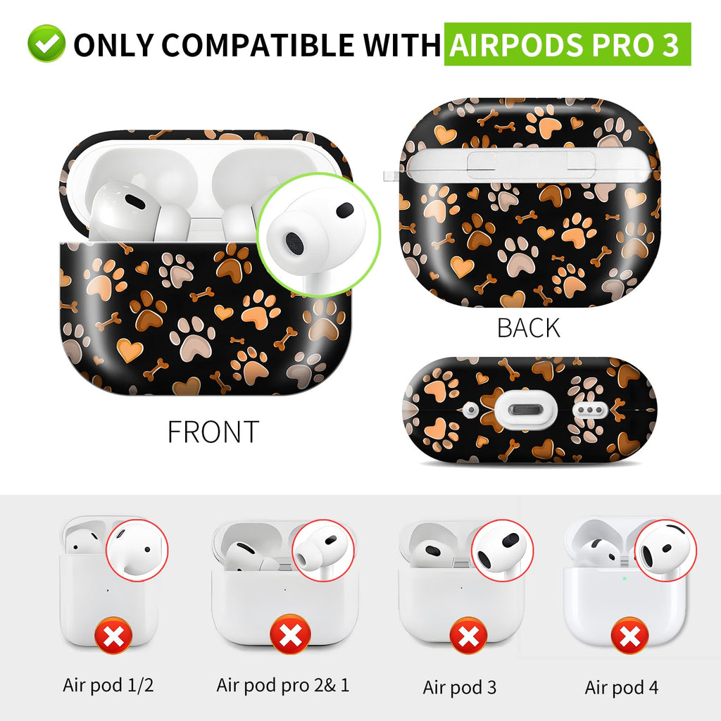 Compatible with AirPod PRO 3 2025 Shockproof Drop-Proof Wireless Earbuds Case with Keychain - Dog paw prints view 2