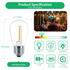 Meconard Pack S14 LED Outdoor String Light Replacement Bulbs, Warm White