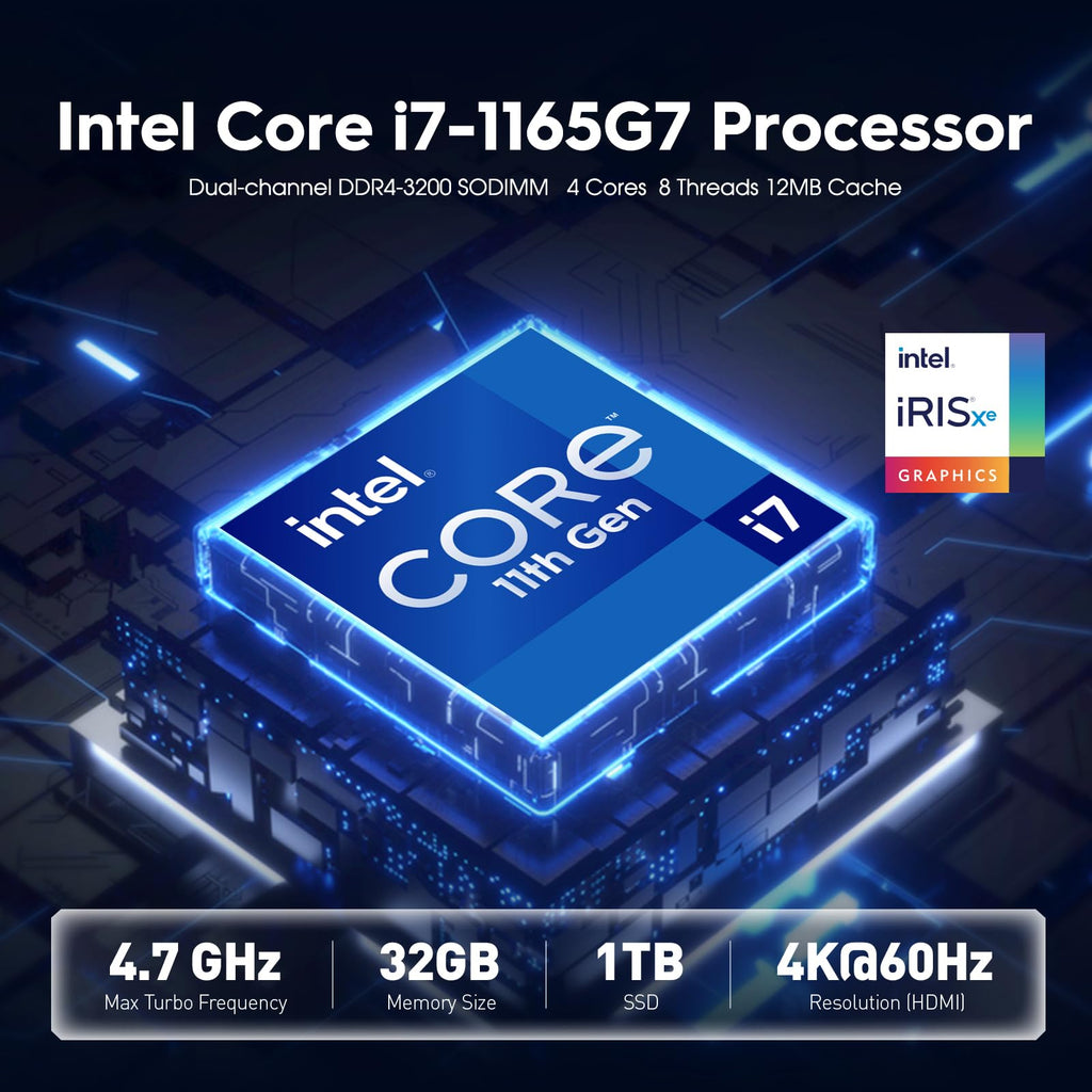 Intel NUC 11 with 11th Gen Core i7-1165G7 Processor, Intel Nuc 11i7 Quad-Core 32GB DDR4 RAM & 1TB NVMe SSD