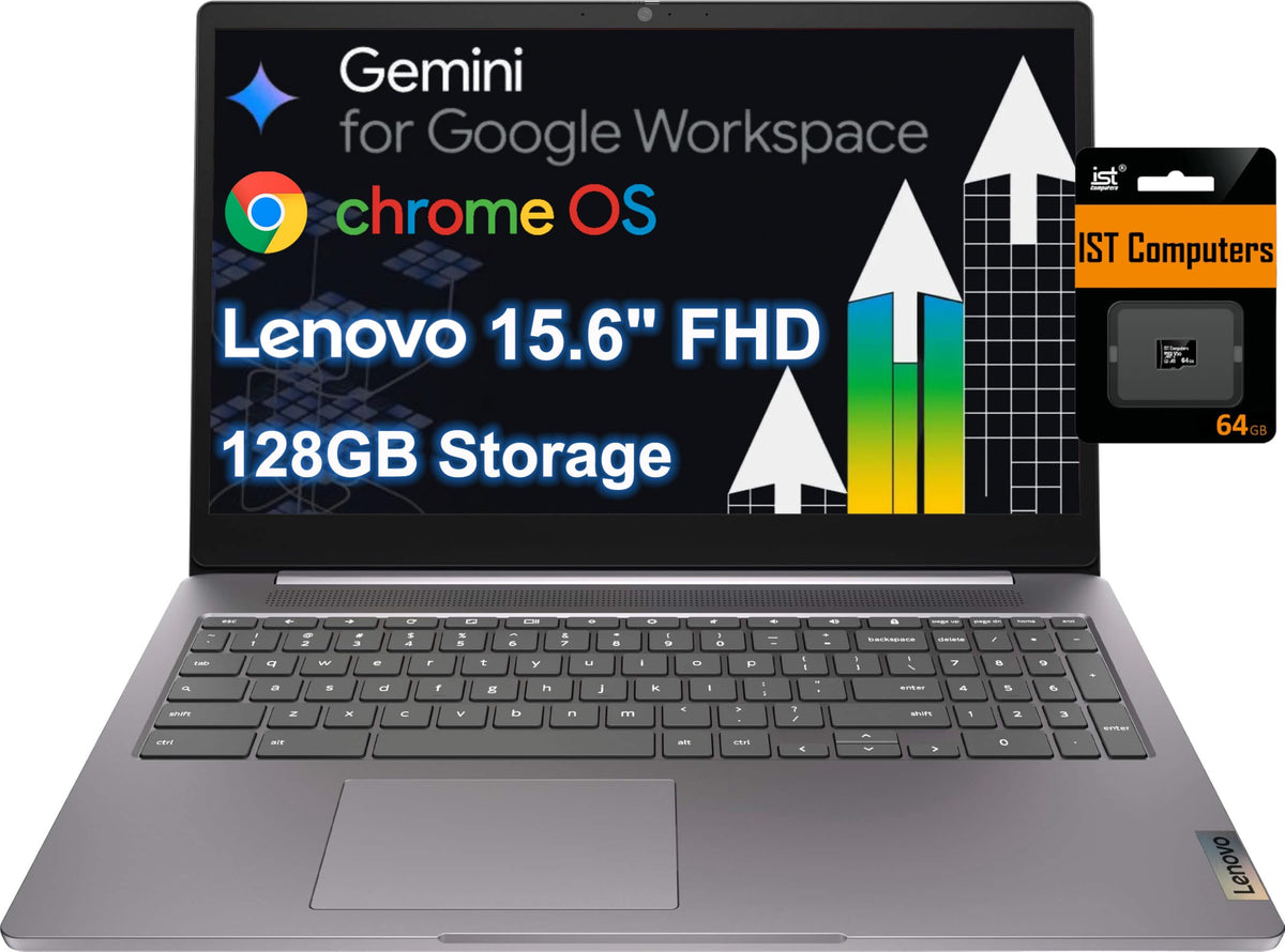 Lenovo Chromebook 15 Laptop, 15.6" FHD, Intel Celeron N4500, 4GB RAM, 128GB