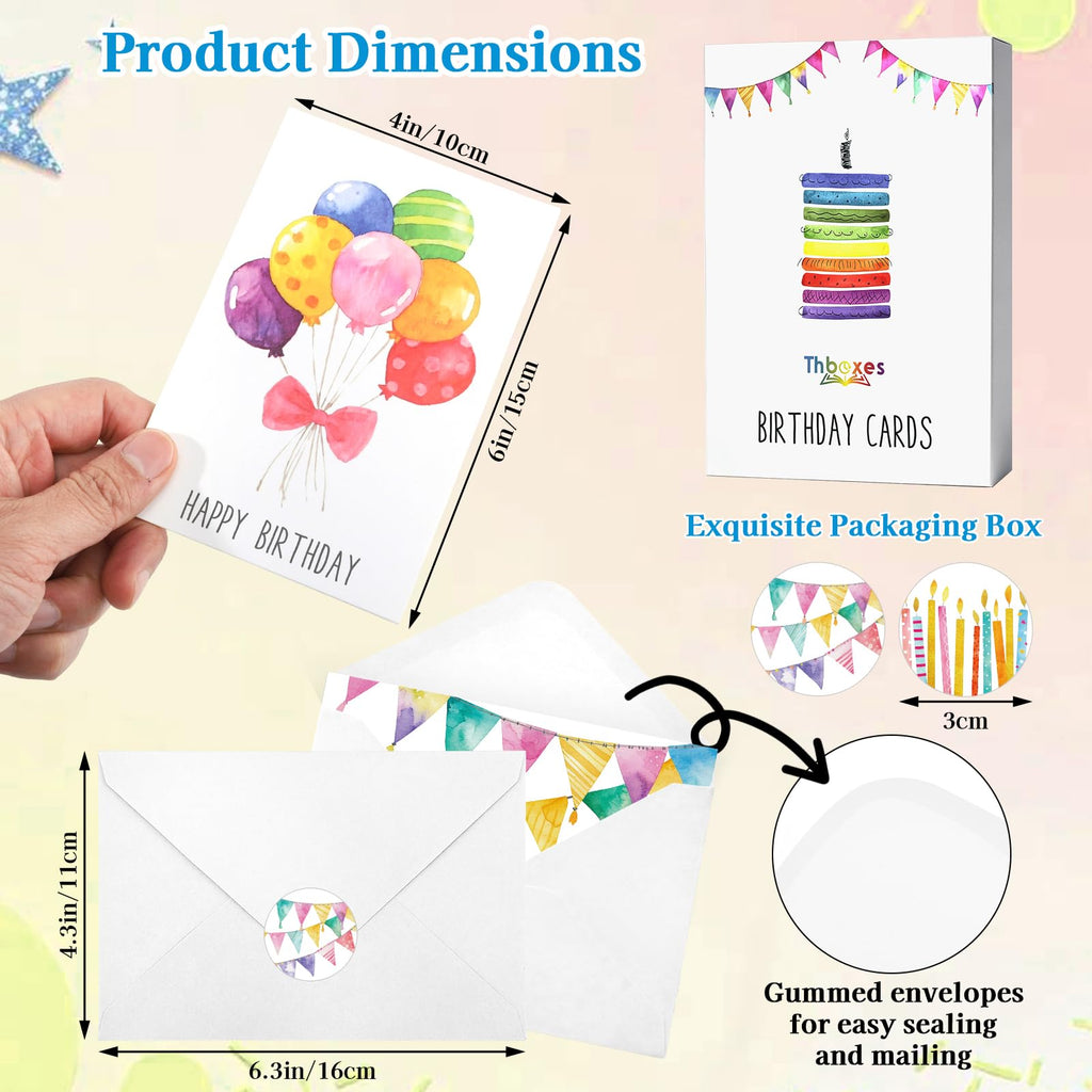 Thboxes Birthday Cards Bulk, 24-Pack 4x6 Happy Birthday Card Assortment (additional view 1)