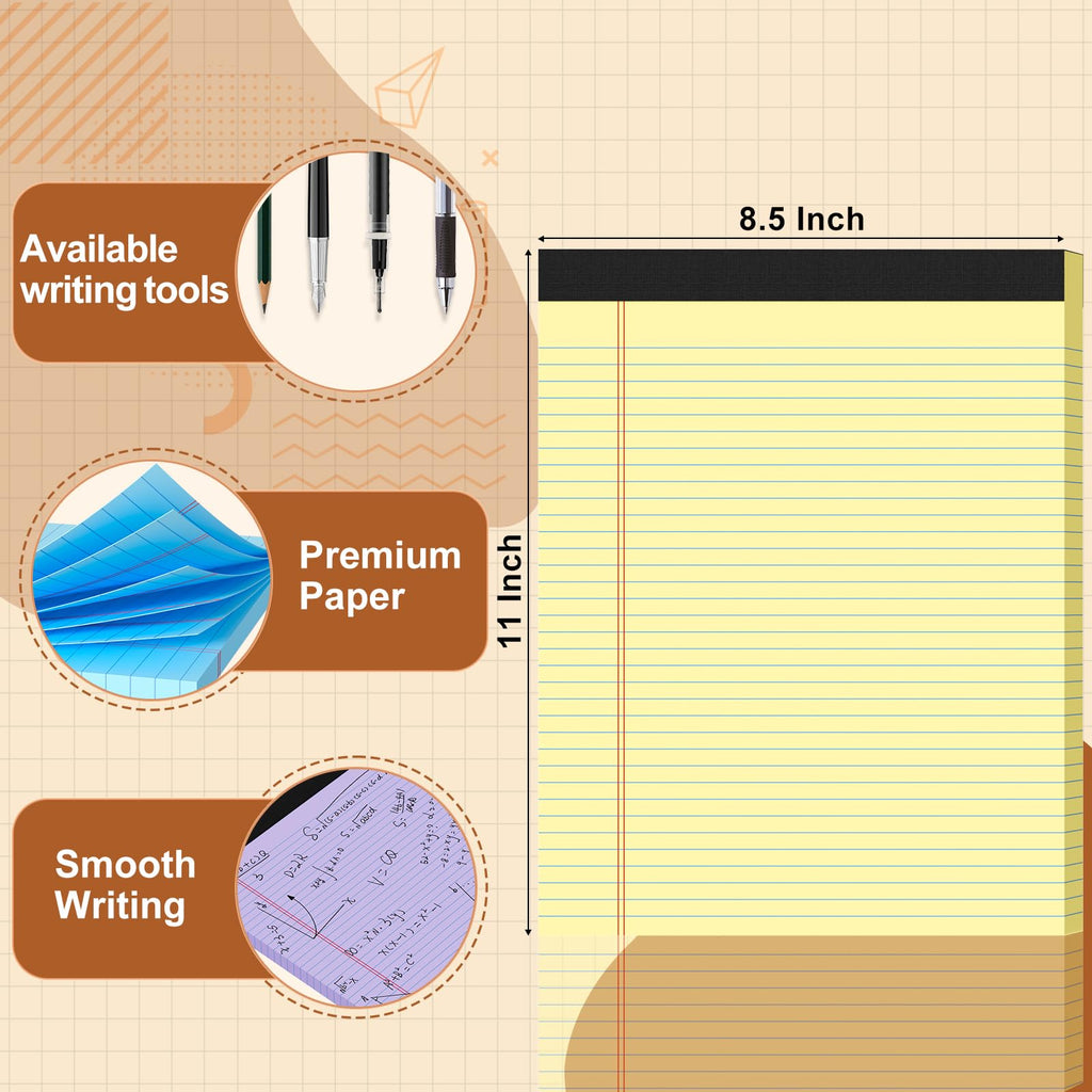 Glyanlee Legal Pads 8.5 x 11 Ruled Notepads, 50 Sheets/Pad - Multicolor / 10 Pack view 1