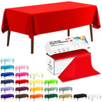 CXPSINC 54 Inch Plastic Table Cover Roll Disposable Tablecloth with Slide Cutter - Red / 3600" x 54" (Rectangular)