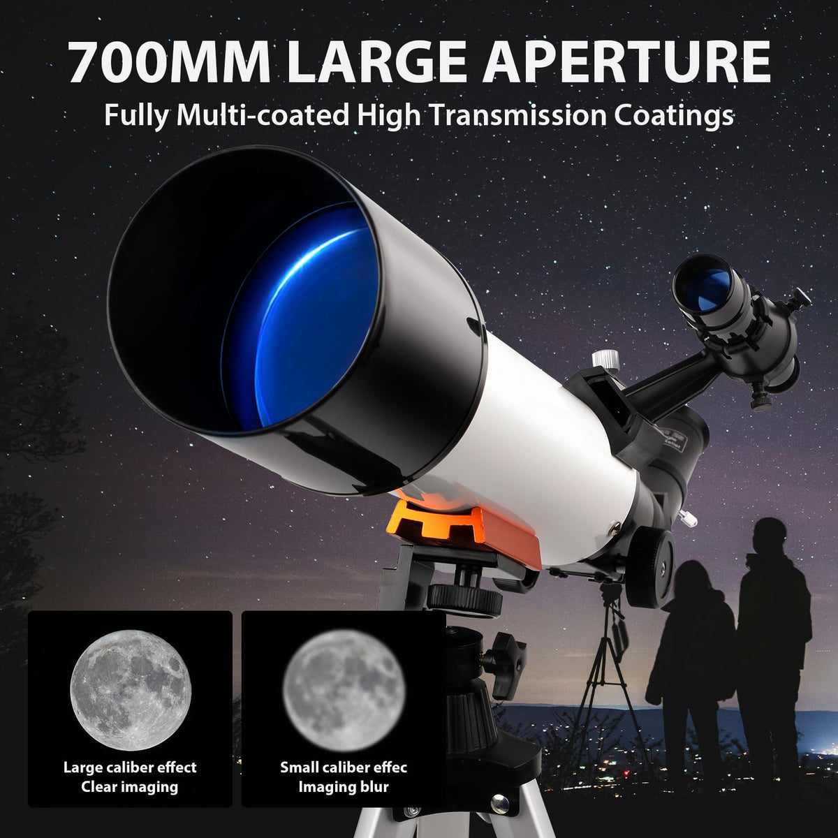 NEYLANG Telescope, 70mm Aperture Portable Refractor Telescope for Astronomy Beginners - White / 70x500MM view 1