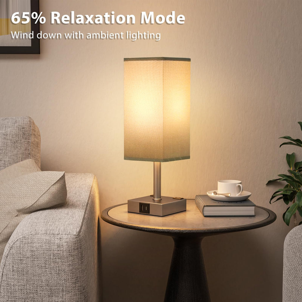 aooshine Set of 2 Touch Lamps with USB-C Port - Grey Shade-Grey Base view 6