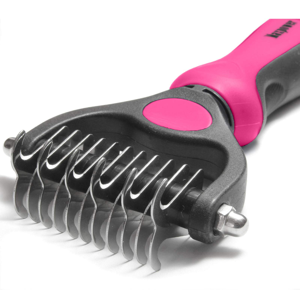 Maxpower Planet Pet Grooming Brush - Double Sided Undercoat Rake for Dogs & Cats, Extra Wide Brush to Reduce Shedding