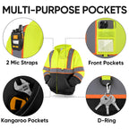TICONN Hi Vis Safety Hoodie, ANSI Class 3 Reflective Fleece Sweatshirt (additional view 3)