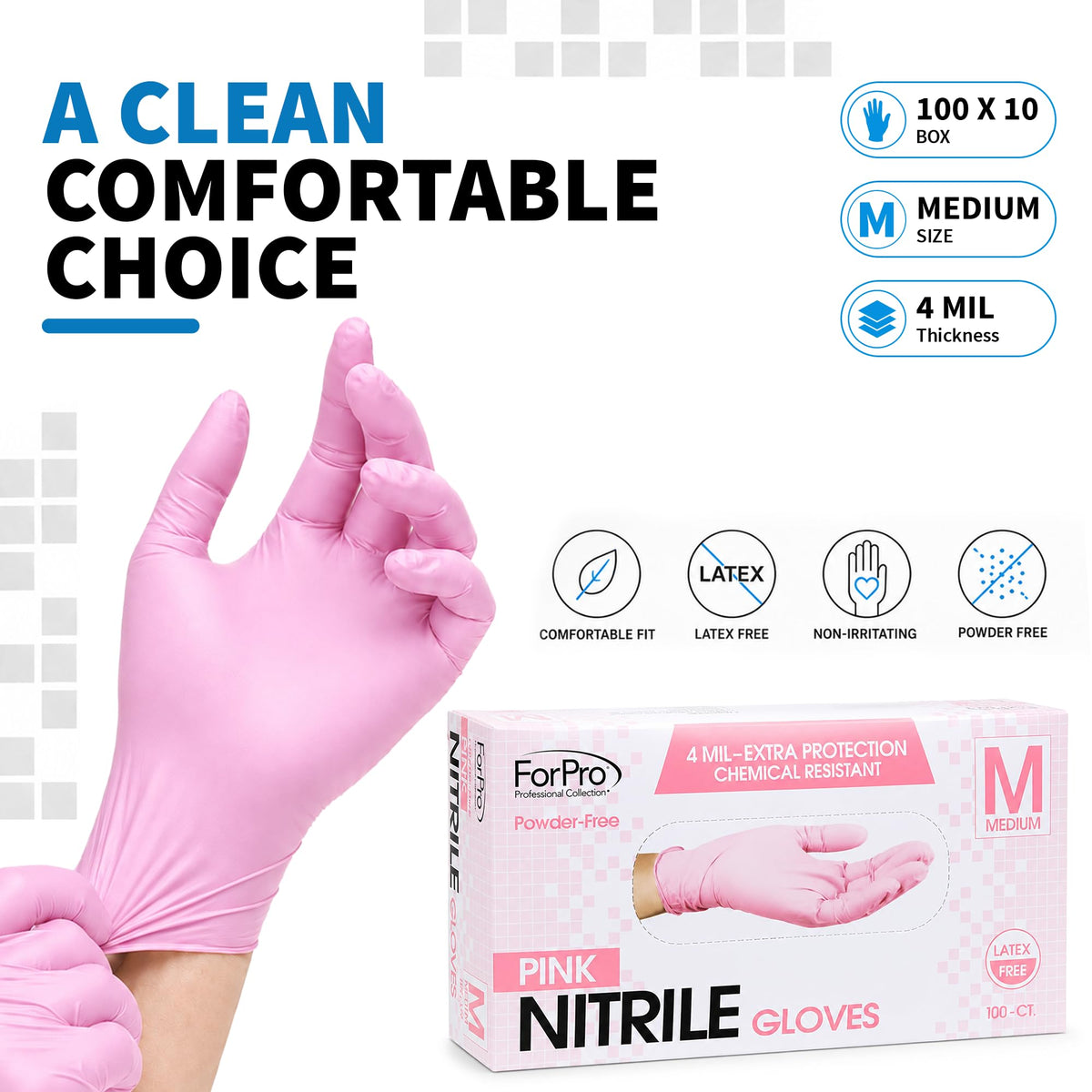 ForPro Disposable Nitrile Gloves, 4 Mil, Powder & Latex-Free, Food Safe (additional view 7)