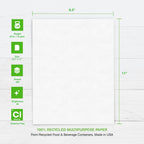PrintWorks 100% Recycled Printer Paper 8.5" x 11" White - 20 lb Copy & Multipurpose Computer Paper - 2400 (Pack of 80)