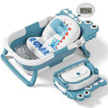 Tavlshero Collapsible Baby Bathtub for Newborn, Foldable Baby Bath Tub with Thermometer & Soft Floating Cushion & Drain