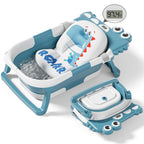 Tavlshero Collapsible Baby Bathtub for Newborn, Foldable Baby Bath Tub with Thermometer & Soft Floating Cushion & Drain