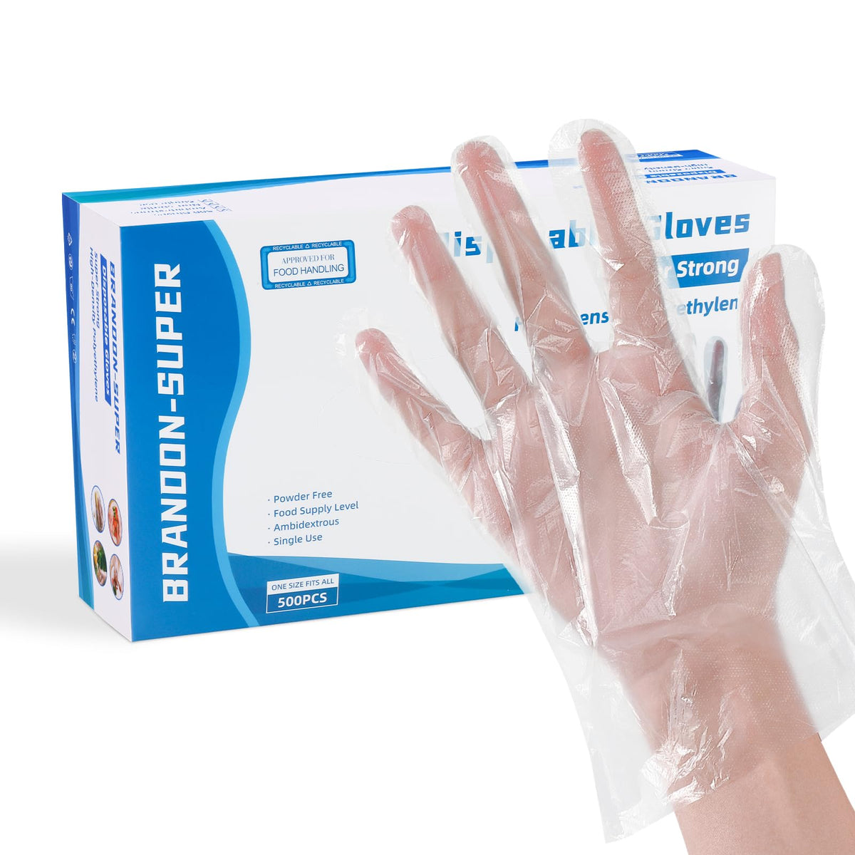 Brandon-super Food Prep Gloves Plastic Food Safe Brandon-super Gloves, Food Handling, One
