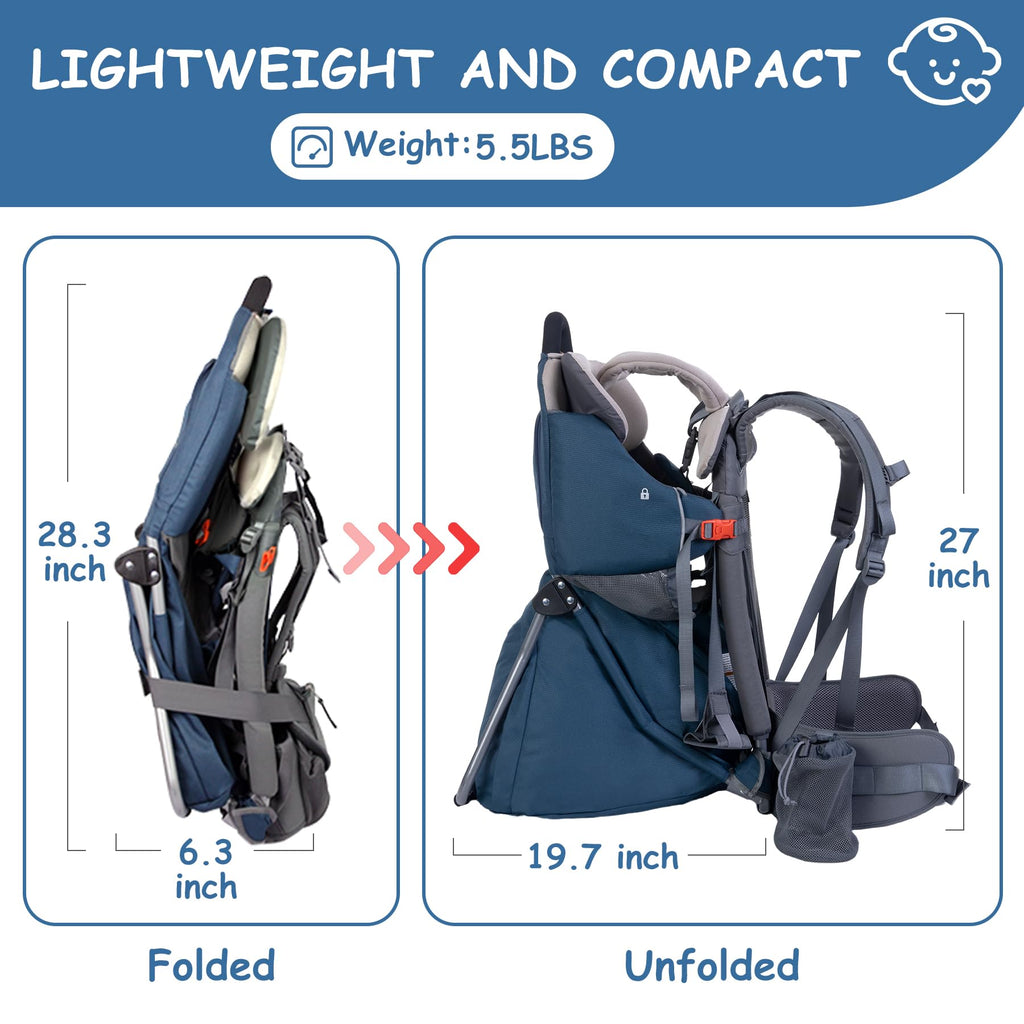 WIPHA Toddler Hiking Backpack Carrier - Navy Blue view 6