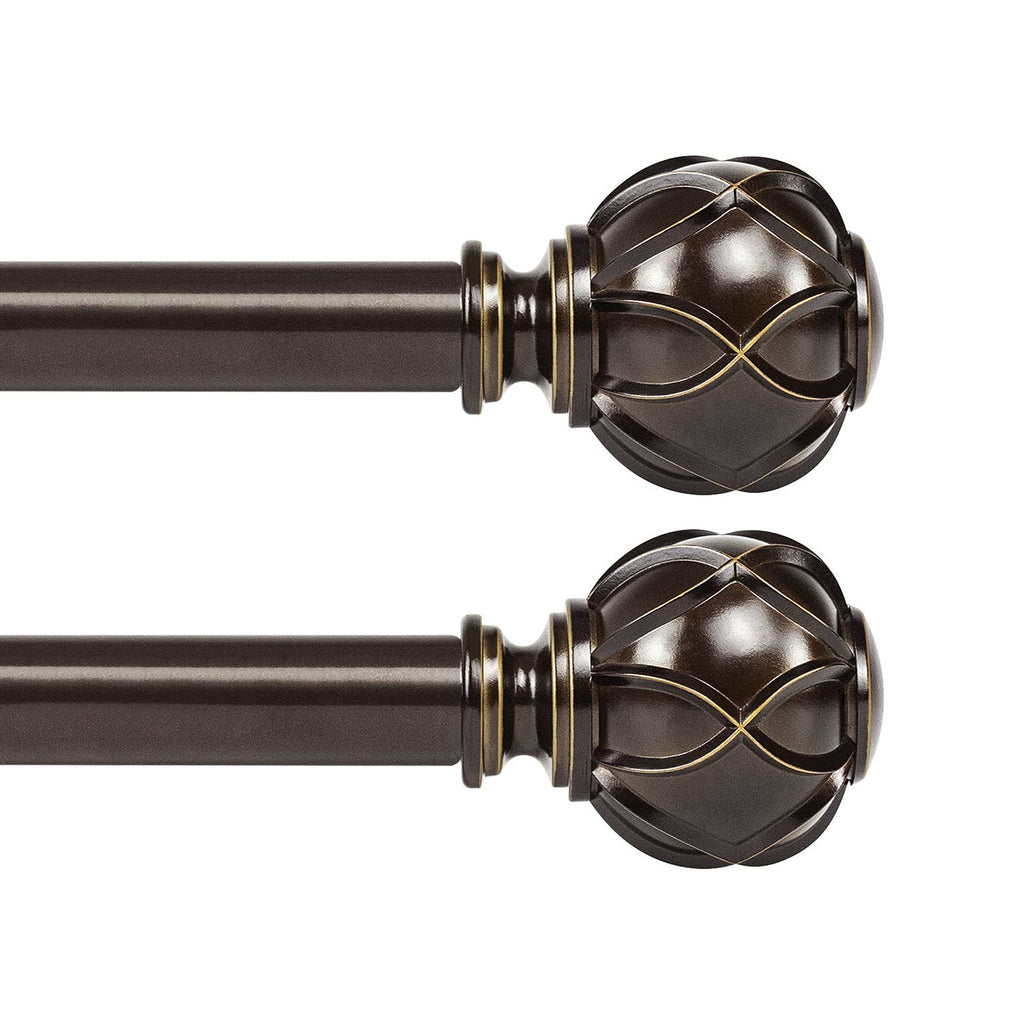 KAMANINA 1 Inch Curtain Rod 28-48 Inch, 2 Pack Antique Bronze Drapery Rods (TW-010030217-US-F1)