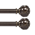 KAMANINA 1 Inch Curtain Rod 28-48 Inch, 2 Pack Antique Bronze Drapery Rods (TW-010030217-US-F1)