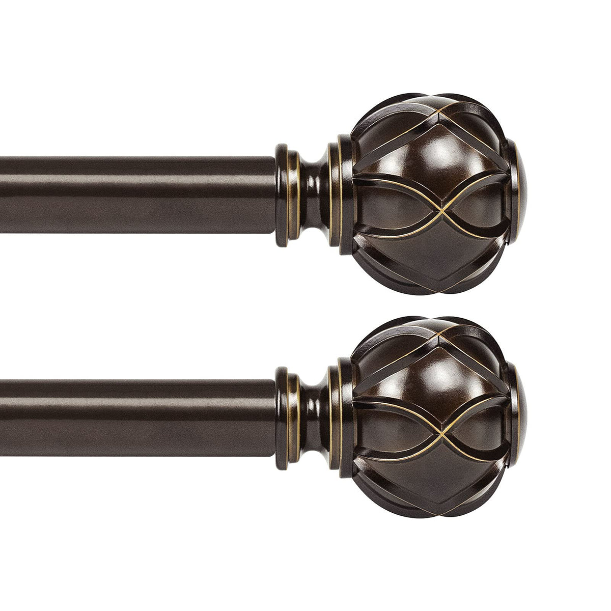 KAMANINA 1 Inch Curtain Rod 28-48 Inch, 2 Pack Antique Bronze Drapery Rods (TW-010030217-US-F1)