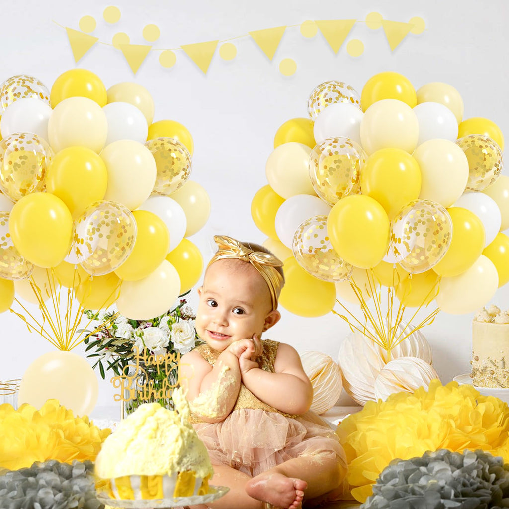 60pcs 12inch Confetti Balloons - Pastel Yellow view 3