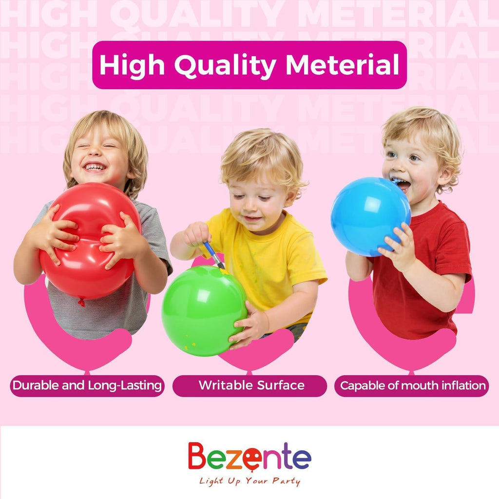 Bezente Pink Balloons Latex Round Helium Party Balloons – 100 Pack 12 inch