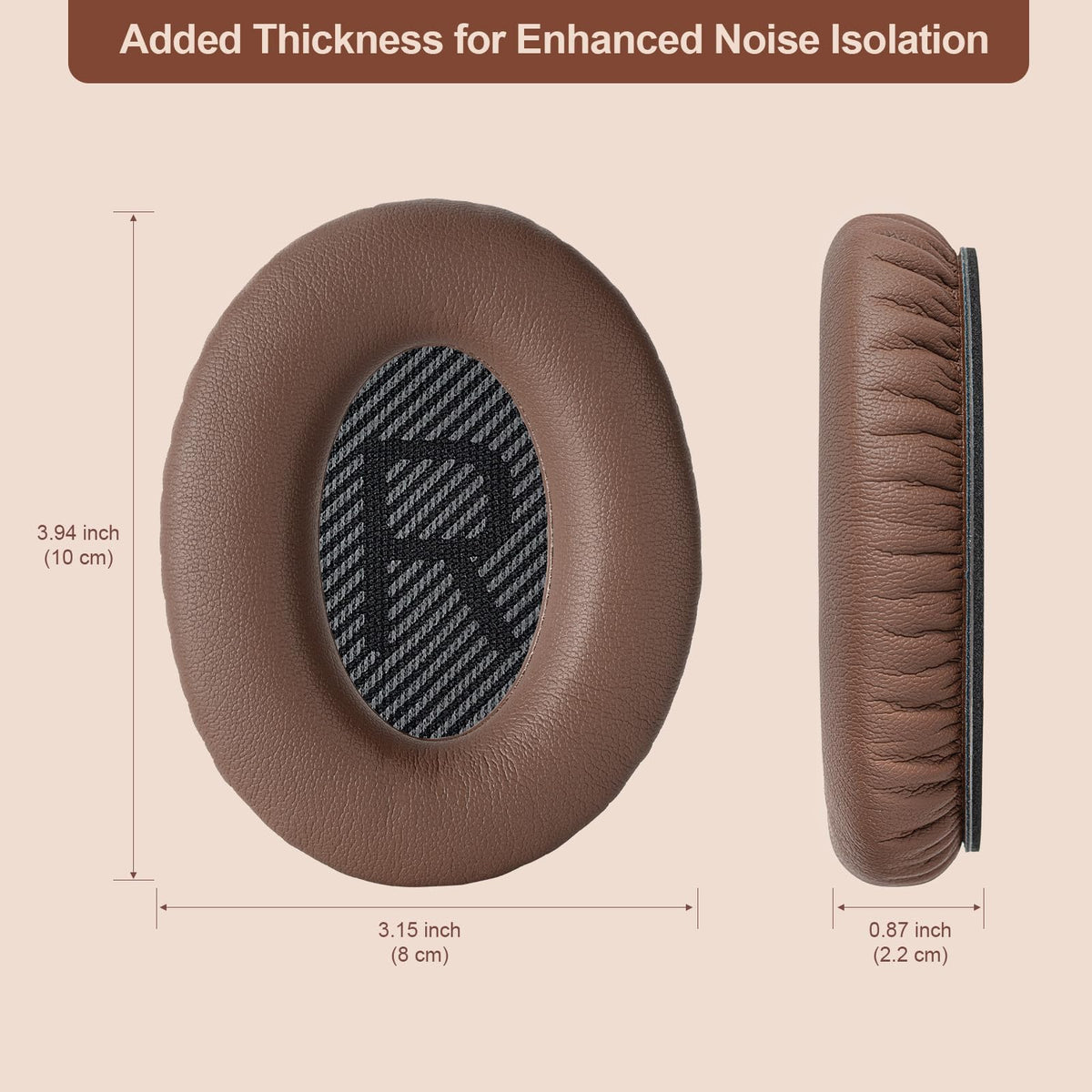 Aurivor Replacement Ear Pads for Bose QuietComfort QC35 QC25 QC15 QC2 Headphones - Coffee-Black view 4