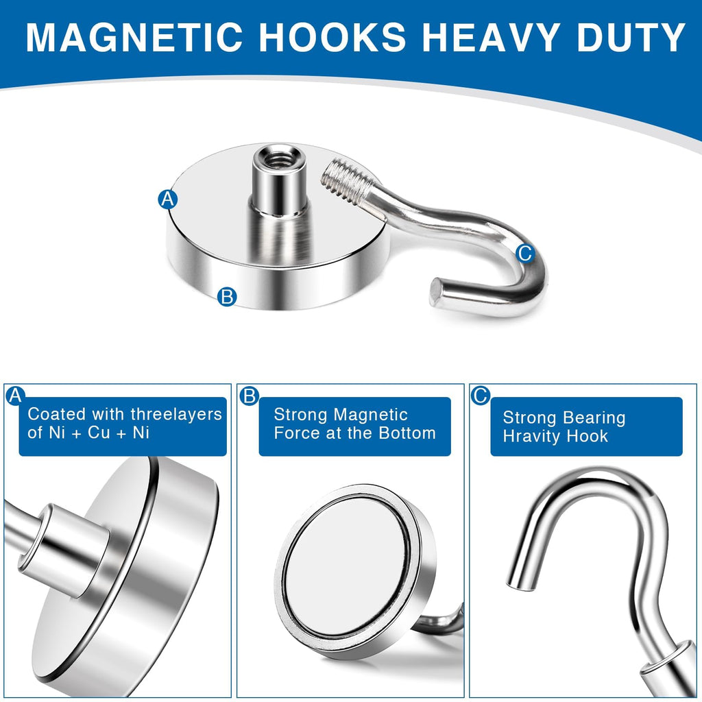 LOVIMAG Magnetic Hooks for Cruise Cabins 130LBS Heavy Duty Magnet Hook 25P (additional view 6)