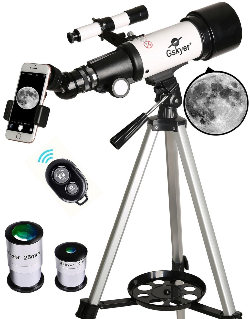 Gskyer Telescope, 70mm Aperture 400mm AZ Mount Astronomical Refracting Telescope for Kids Beginners - Travel Telescope
