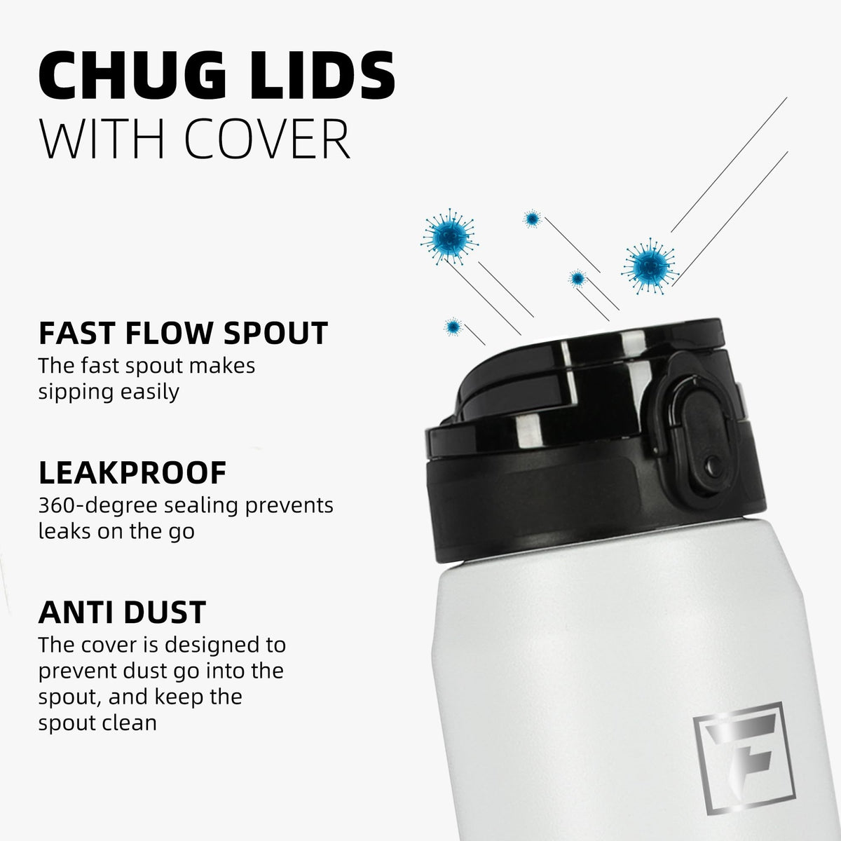 Fanhaw Stainless Steel Water Bottle with Chug Lid - Sky Blue / 24 Ounces view 3
