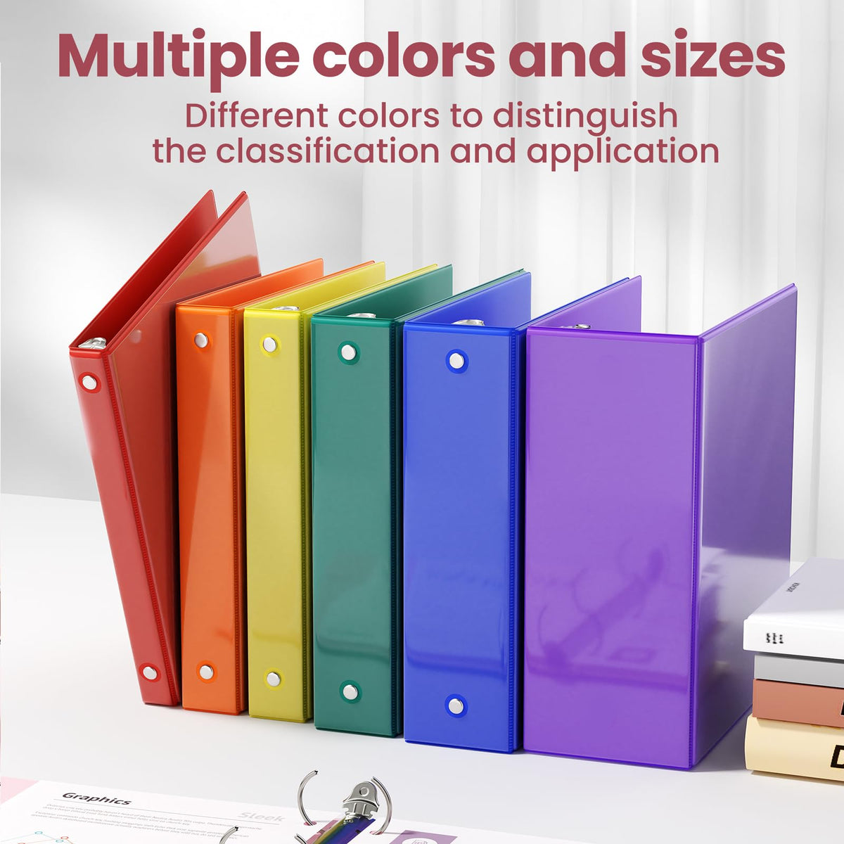 SUNEE 3 Ring Binder 2 Inch 1 Pack, Clear View Binder Three Ring PVC-Free (Fit 8.5x11 Inches) for School or Office