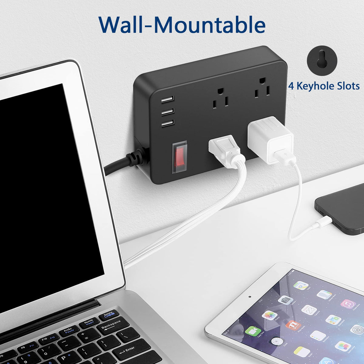 Power Strip, 4 Flat Plug