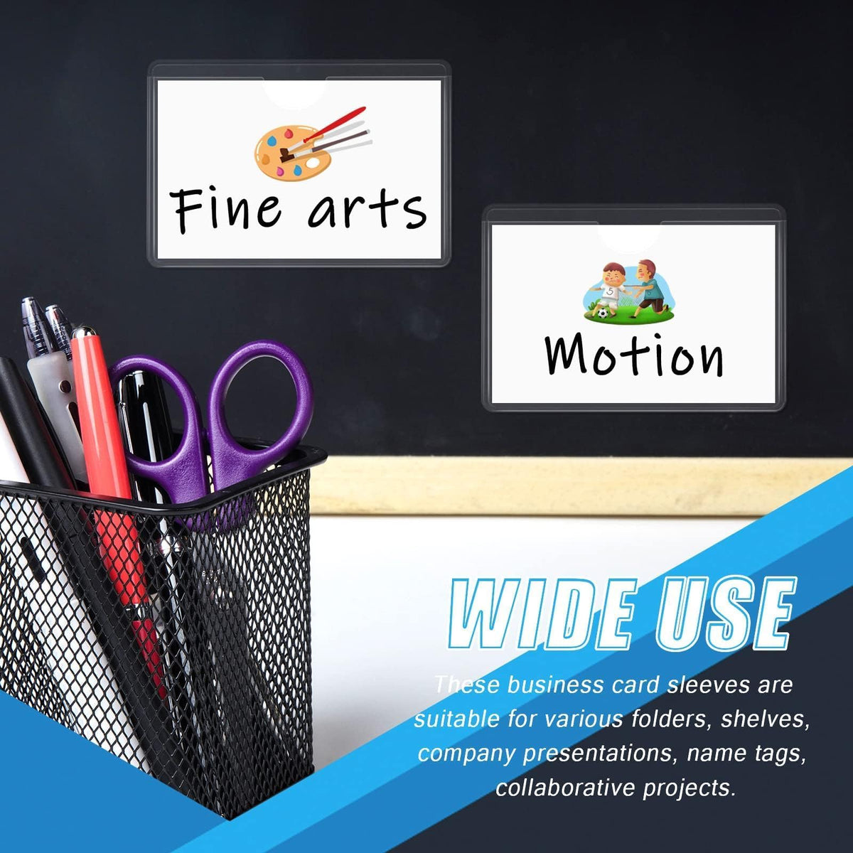 WYOMER Clear Self-Adhesive Business Card Pockets and Top Open Library Card Pockets - 100 / 2.3" x 3.7" view 6