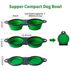 SLSON Collapsible Dog Dual Bowls Reinforced Rim 180 Degrees Flip Over Bowl - Green view 1