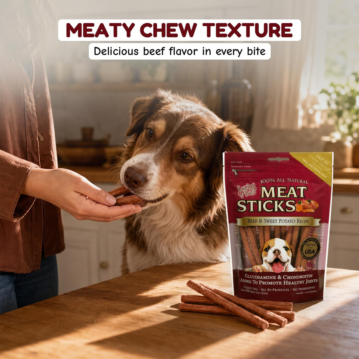 Loving Pets Meat Sticks Dog Treats - Sweet Potato and Beef Recipe view 5