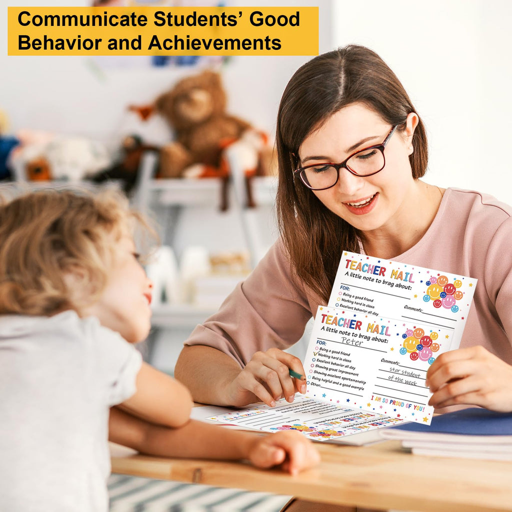 50Pcs Teacher Mail Notes to Parents - Colorful, Smiley Face view 6