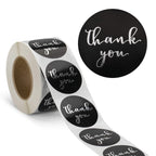 1.5" Thank You Labels - Round Stickers for Small Business, 500 Labels Per Roll - Black/Silver view 1