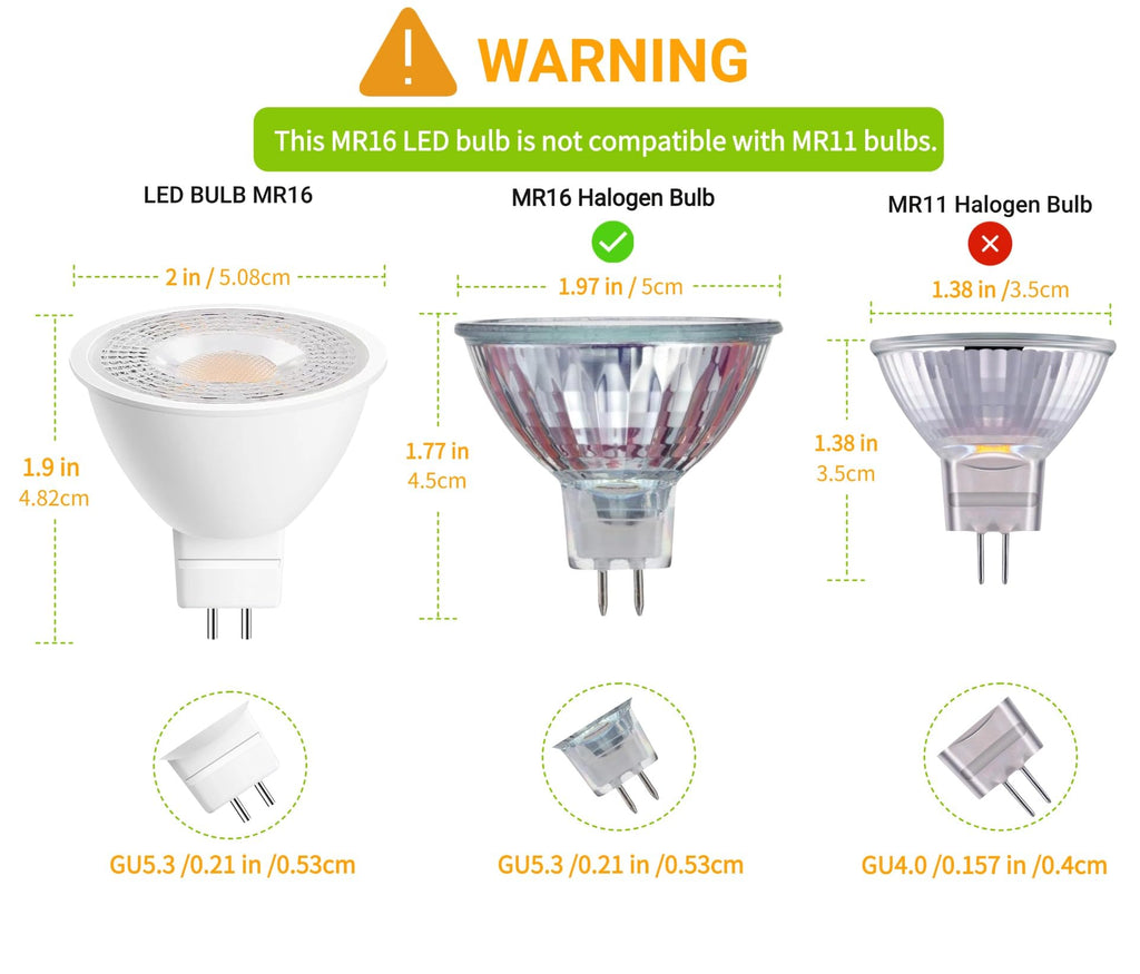 6 Pack MR16 LED Landscape Light Bulbs(50W Halogen Eq),Warm White 2700K (additional view 1)