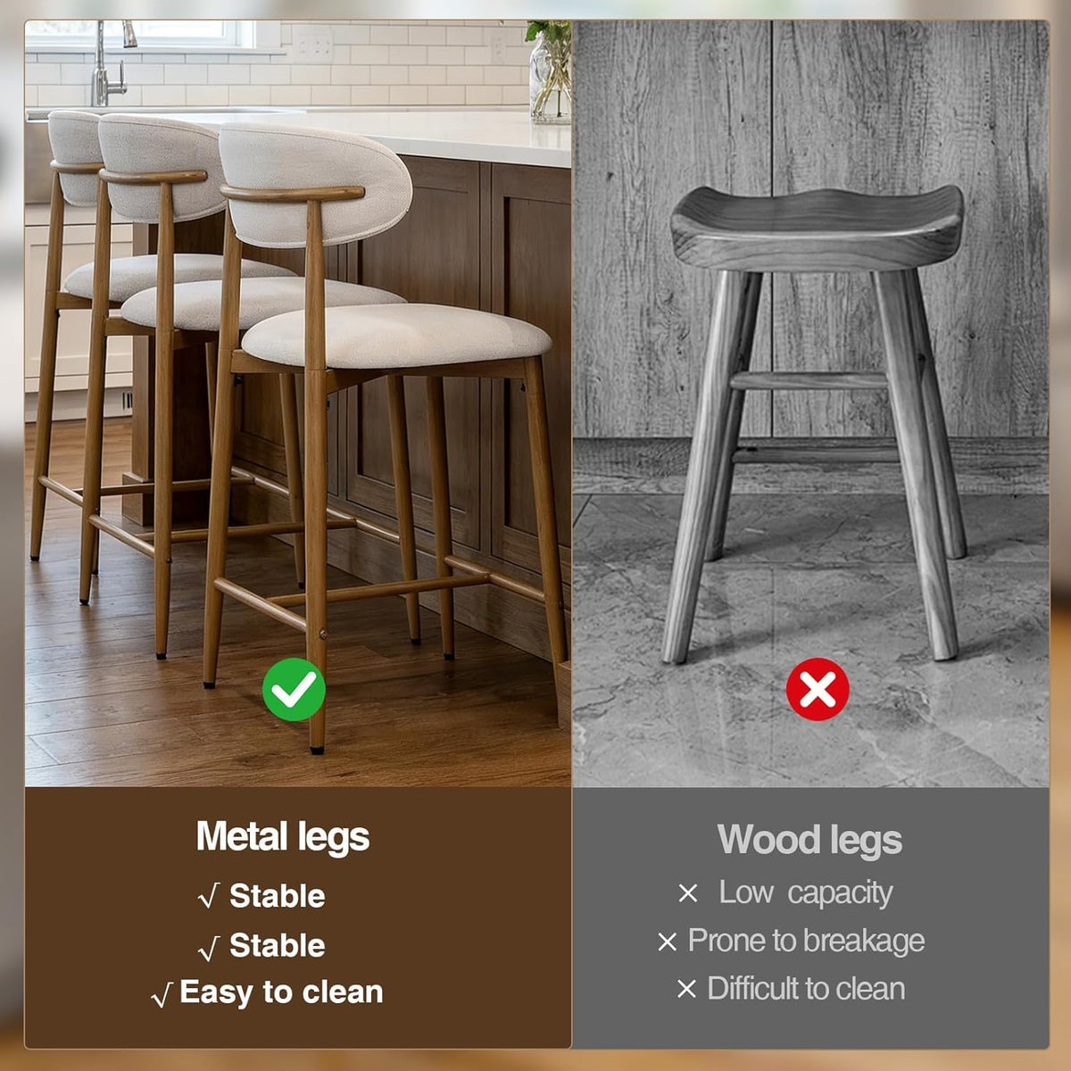 Furniliving 26‘’ Counter Height Bar Stools Set of 2