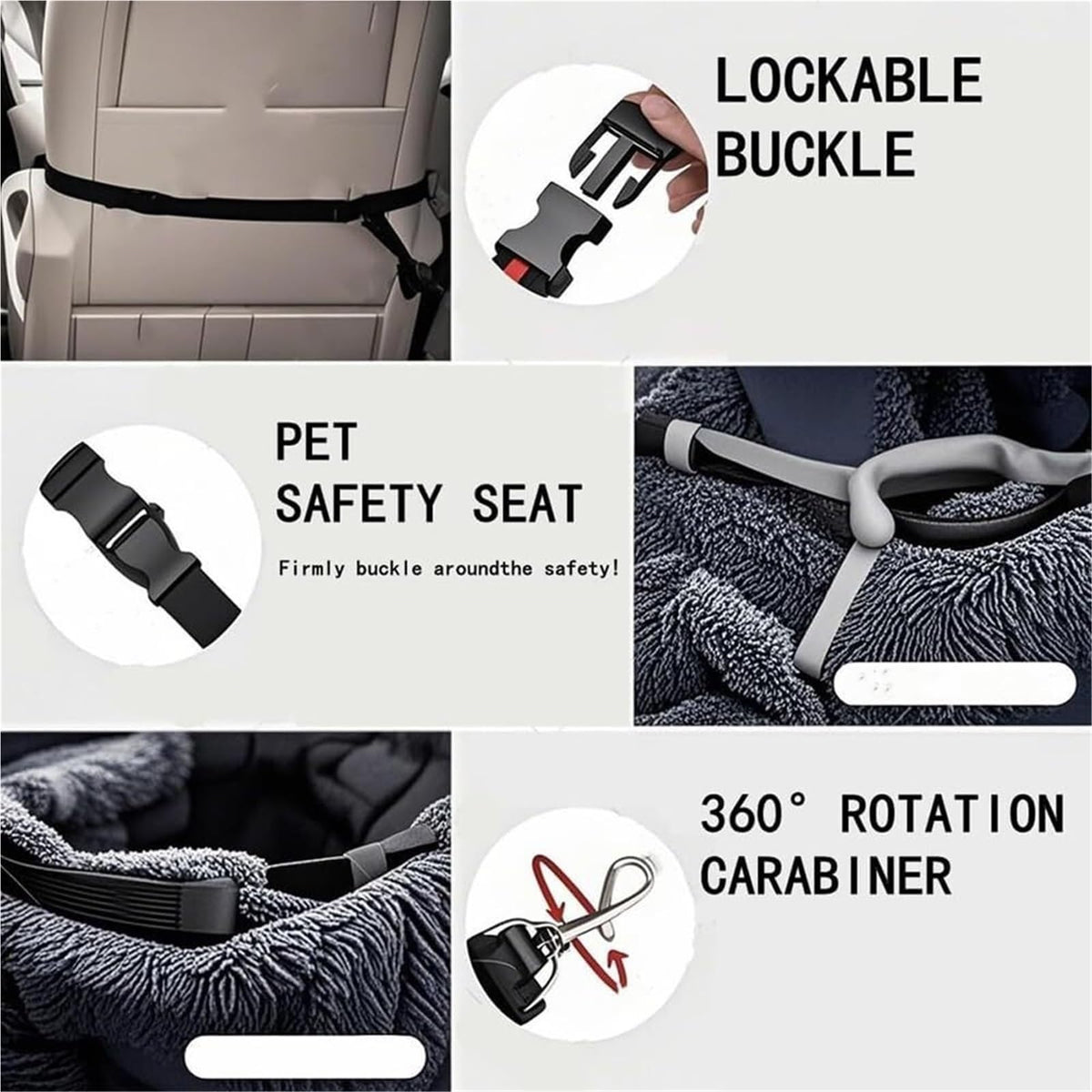 Generic Car Seat- Pets Bed, Dog Car Bed with Straps Furry Seats with Thick Cushion for Travel, with Thick Cus for