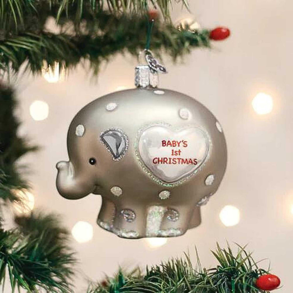 Old World Christmas Baby's 1st Elephant Glass Blown Ornament for Christmas Tree (additional view 2)