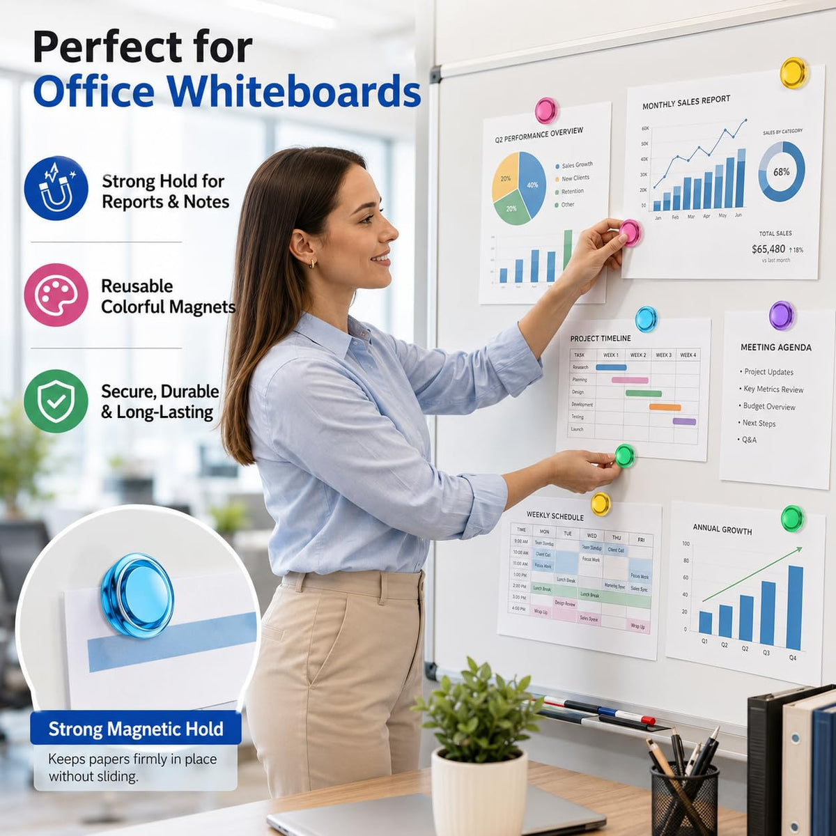 Grtard Magnets for Whiteboard, Round Fridge Magnets
