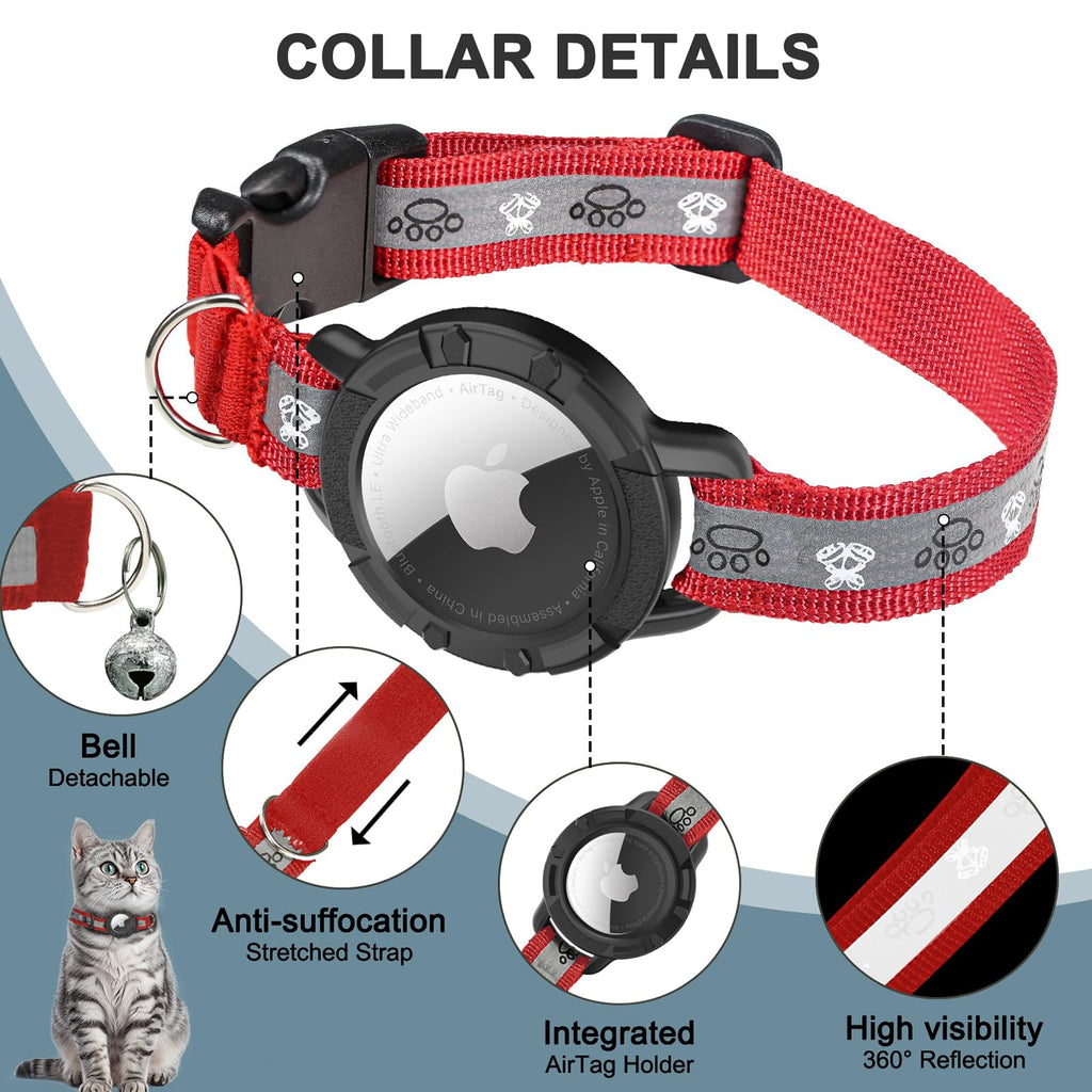 AirTag Cat Collar, Reflective Cat