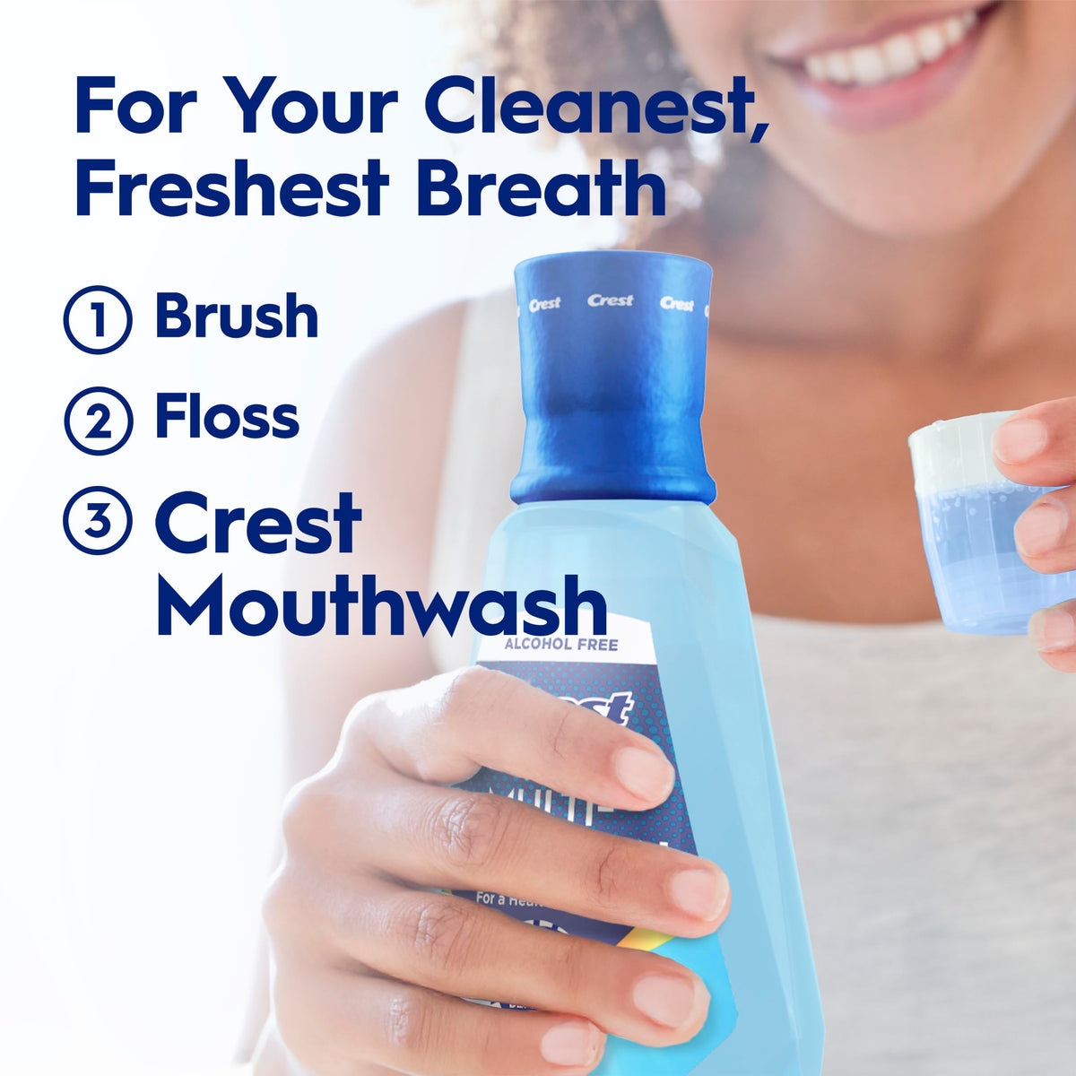 Crest Mouthwash Pro Health Multi-Protection, 1L, 2 Pack, 6-in-1 Benefits, Alcohol Free, Enamel Repair, Breath