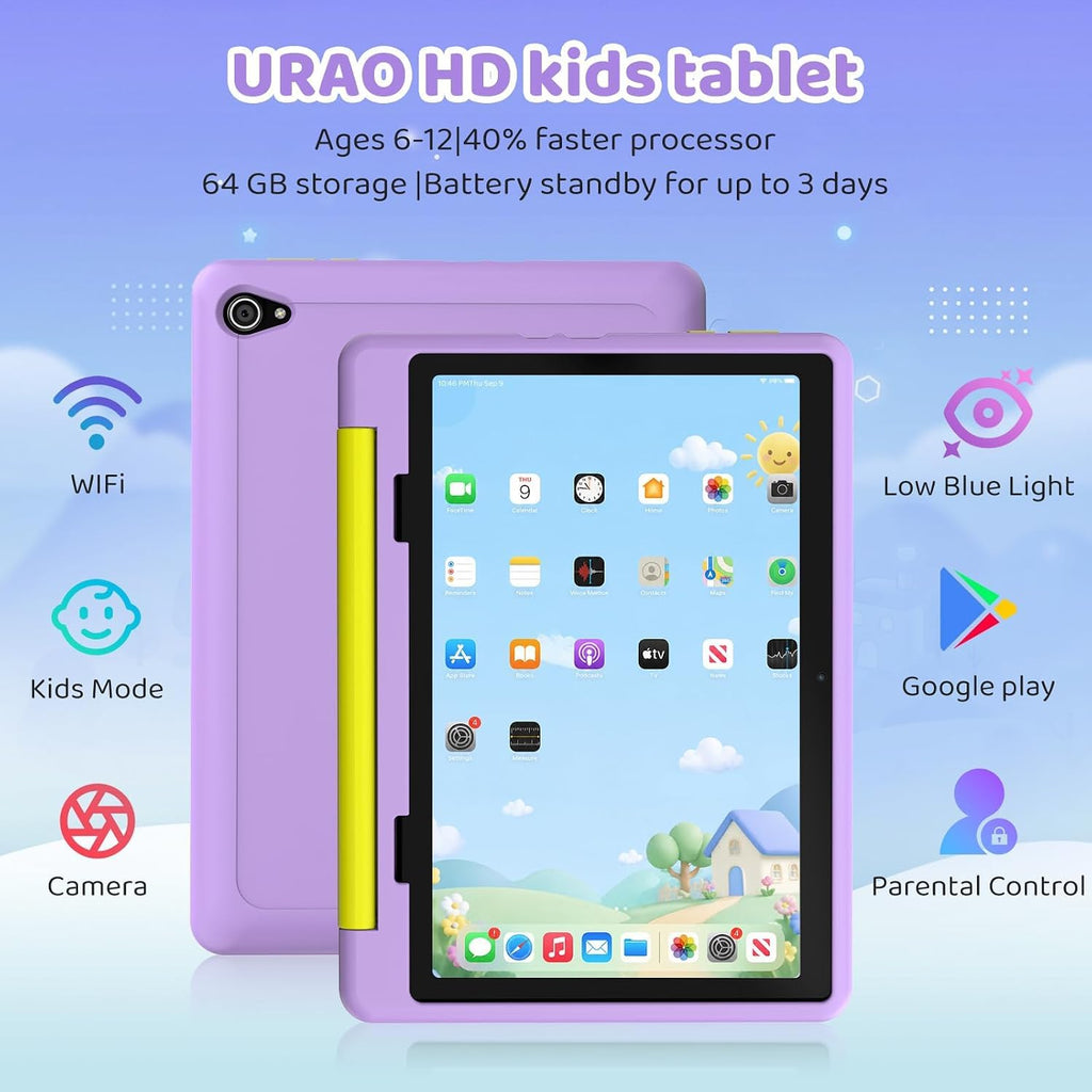 Kids Tablet,Android 16 Tablet for Kids 10 inch with Case,24GB RAM 64GB ROM - Purple view 1