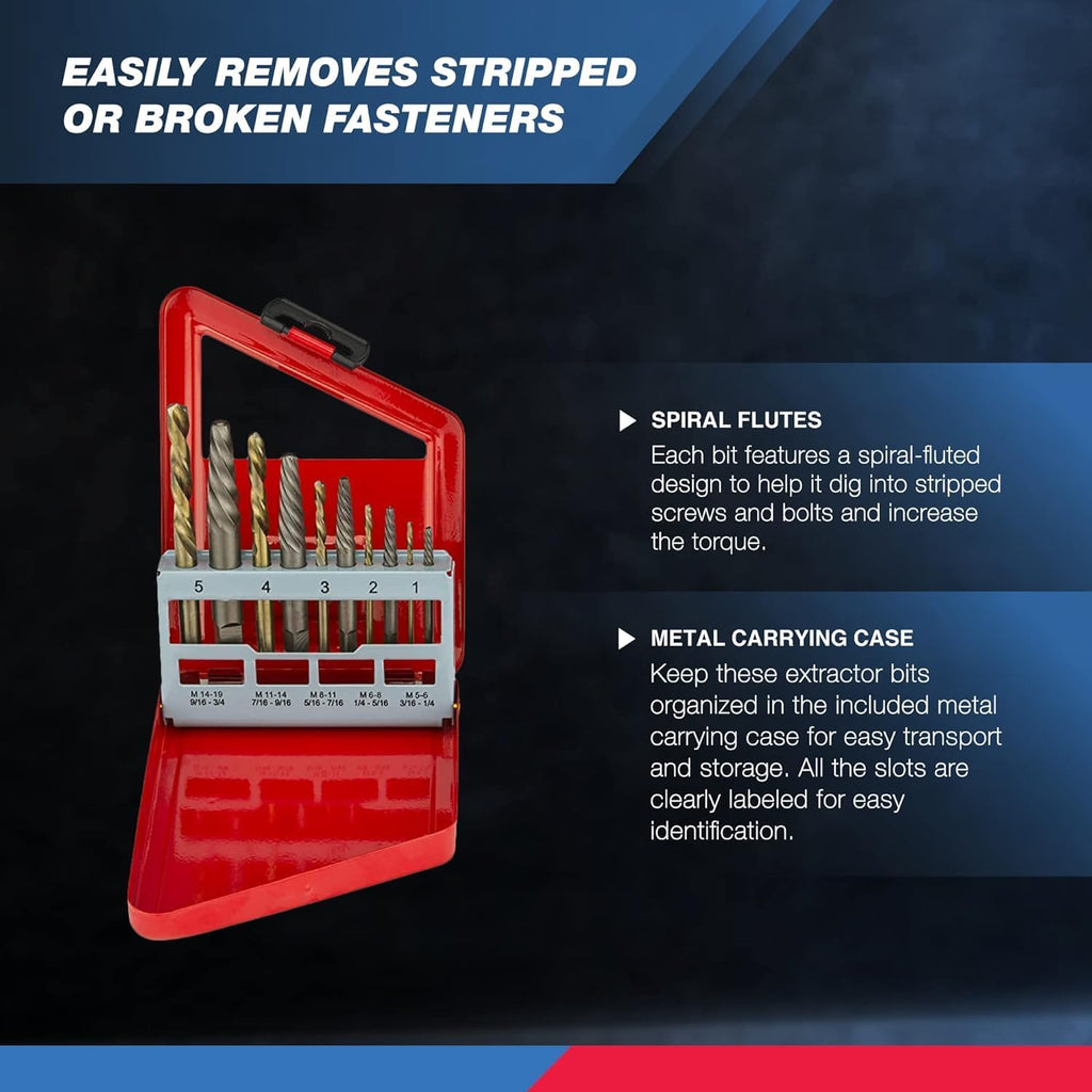 NEIKO 01925A Screw-Extractor And Left-Hand Drill-Bit Set, HSS M2 Steel Drill Bits, Alloy (additional view 2)