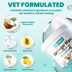 MEDUWEDU Ear Cleaner Finger Wipes 60 Counts, Dog Ear Cleaner, Grooming Kit Care for Dogs and Cats, Soft & Easy Otic