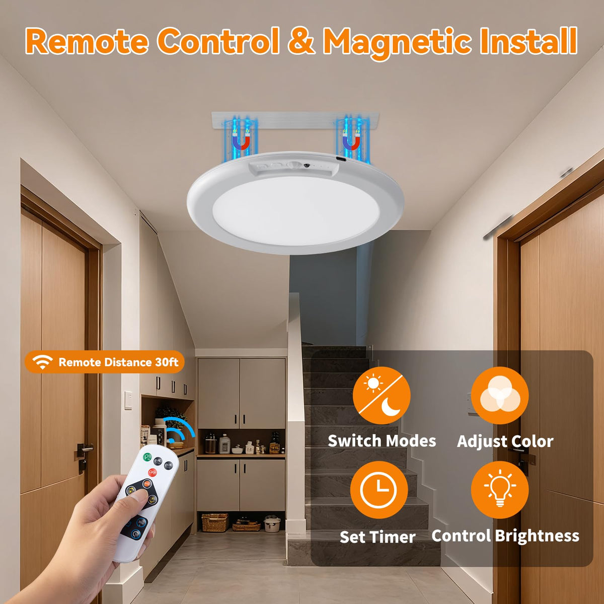 KYEKIO Rechargeable Motion Sensor Ceiling Light with Remote - White view 2
